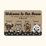 Personalized Welcome To My House Paw Print Background Door Mat  Home Decoration Gift for Dog Cat Lover