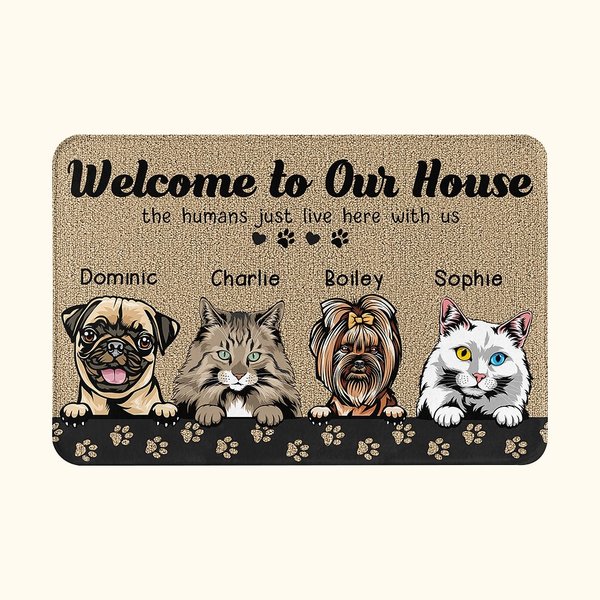 Personalized Welcome To My House Paw Print Background Door Mat  Home Decoration Gift for Dog Cat Lover