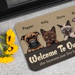 Personalized Welcome To Our House Cute Animal Party Door Mat Birthday Gift for Dog Cat Lover Home Decoration