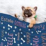 Manta personalizada con nombre para cachorro de perro, con diseño de patita, regalo de Navidad para amante de mascotas