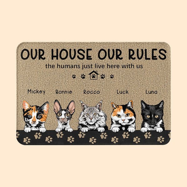 Personalisierte Unser Haus Unsere Regeln Die pelzige Familie Fußmatte Haus Dekoration Geschenk für Tierliebhaber
