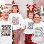 Gepersonaliseerd Kerstman Cartoon Kerstmis Plaid Ontwerp Volwassene of Kind Sweatshirt Kerstcadeau voor familie of vriend