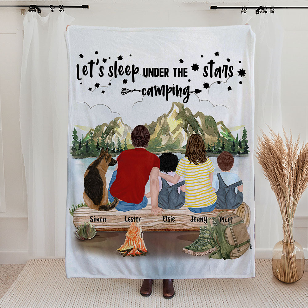 Couverture de camping en flanelle Sherpa personnalisée Cadeau d'anniversaire pour la famille et les amoureux du camping