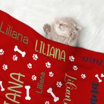 Manta personalizada con nombre para cachorro de perro, con diseño de patita, regalo de Navidad para amante de mascotas