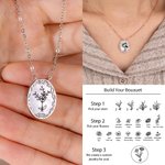 Personalized Sterling Silver Elegant Necklace with Birth Flower Christmas Gift Birthday Gift for Woman