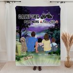 Gepersonaliseerde Nacht Sterren Camping Leven Flanel Sherpa Deken Verjaardagscadeau voor familie Camping Lovers