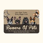 Personalized Beware Of Pet Really Excited You're Here Door Mat Birthday Gift for Dog Cat Lover Home Decoration