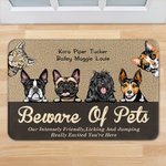 Personalized Beware Of Pet Really Excited You're Here Door Mat Birthday Gift for Dog Cat Lover Home Decoration