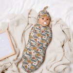Personalised Vintage Floral Swaddle Set Sleep Sack and Hat Newborn Gift Baby Shower Gift for Baby