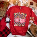 Gepersonaliseerd Kerstman Cartoon Kerstmis Plaid Ontwerp Volwassene of Kind Sweatshirt Kerstcadeau voor familie of vriend