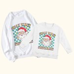 Gepersonaliseerd Kerstman Cartoon Kerstmis Plaid Ontwerp Volwassene of Kind Sweatshirt Kerstcadeau voor familie of vriend