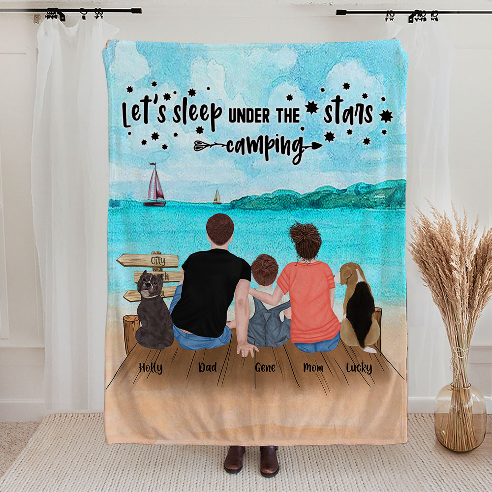 Couverture de camping personnalisée pour la plage, le ciel étoilé et la peau Cadeau d'anniversaire pour la famille
