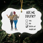 Personalizado Are We Drunk Forma Irregular Adorno de Cerámica con Nombre Decoración del Hogar Cumpleaños Regalo de Navidad para Besties Hermana