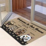 Personalized Welcome To My House Paw Print Background Door Mat  Home Decoration Gift for Dog Cat Lover