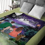 Personalized Night Camping Flannel Sherpa Blanket Birthday Gift for Family Camping Lovers