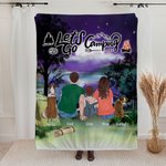 Personalized Night Camping Flannel Sherpa Blanket Birthday Gift for Family Camping Lovers
