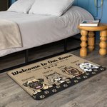 Personalized Welcome To My House Paw Print Background Door Mat  Home Decoration Gift for Dog Cat Lover