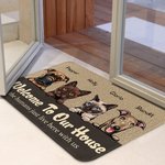 Personalized Welcome To Our House Cute Animal Party Door Mat Birthday Gift for Dog Cat Lover Home Decoration