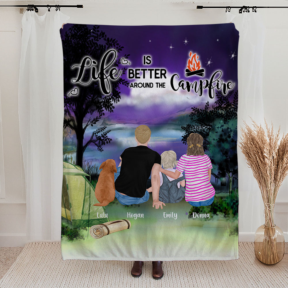 Couverture en flanelle Sherpa Camplife personnalisée et confortable Cadeau de pendaison de crémaillère pour la famille