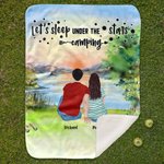 Personalisierte Let's Sleep unter dem Stern Campingdecke Haut freundlich Geburtstag Weihnachtsgeschenk für Paar Familie Camping Liebhaber Camp Zubehör