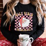 Gepersonaliseerd Kerstman Cartoon Kerstmis Plaid Ontwerp Volwassene of Kind Sweatshirt Kerstcadeau voor familie of vriend