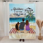 Personalised Adventure Is Out There Let's Find It Camping Blanket with Names Birthday Christmas Gift for Couple Family Camping Lovers