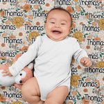 Couverture pour bébé personnalisée avec nom et motif floral vintage Cadeau de douche pour nouveau-né et enfant