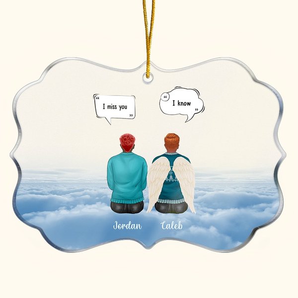 Ornement personnalisé en acrylique de forme irrégulière Tu me manques Cadeau commémoratif de Noël pour la famille et les amis
