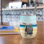 Personalisierte Walking auf einem goldenen Sandstrand mit meinem geliebten Hund Weinbecher Lebensmittelqualität Edelstahl Geburtstag Weihnachtsgeschenk für Hundeliebhaber