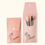 Personalised Birth Flower Makeup Brush Bag with 8 Pcs Makeup Brushes Birthday Wedding Christmas Gift for Girlfriend Mother Friend