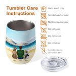 Personalized Walking On A Golden Sandy Beach with My Beloved Dog Wine Tumbler Food Grade Stainless Steel Birthday Christmas Gift for Dog Lovers