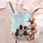 Gepersonaliseerde genieten van zee landschap met mijn harige vrienden Wine Tumbler Food Grade roestvrij staal Verjaardag Kerstcadeau voor hondenliefhe