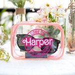 Personalized Doll Inspired Clear Makeup Travel Cosmetic Bag Water Proof Birthday Bachelorette Party Gift for Her