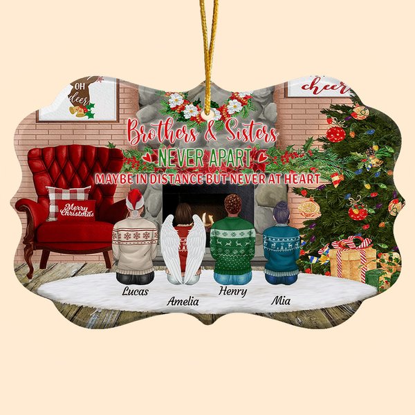 Personalised Brothers and Sisters Never Apart Ceramic Ornament with Names Christmas Gift for Family Brothers Sisters