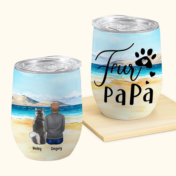 Personalisierte Walking auf einem goldenen Sandstrand mit meinem geliebten Hund Weinbecher Lebensmittelqualität Edelstahl Geburtstag Weihnachtsgeschenk für Hundeliebhaber