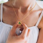 Personalized Horseshoe Necklace with Heart Birthstone Good Luck Charm Jewellery Birthday Valentine's Day Mother's Day Gift for Her