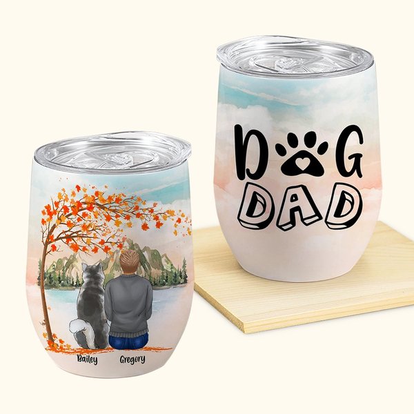 Gepersonaliseerd Spelen met mijn harige vrienden onder de esdoorn wijn Tumbler Food Grade roestvrij staal Verjaardag Kerstcadeau voor hondenliefhebber
