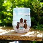 Gepersonaliseerde genieten van zee landschap met mijn harige vrienden Wine Tumbler Food Grade roestvrij staal Verjaardag Kerstcadeau voor hondenliefhe