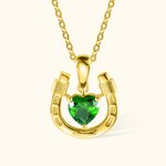 Personalized Horseshoe Necklace with Heart Birthstone Good Luck Charm Jewellery Birthday Valentine's Day Mother's Day Gift for Her