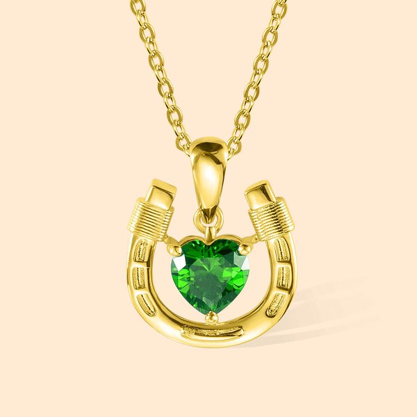 Horseshoe Necklace with Birthstone Heart Charm