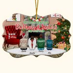 Ornement en Céramique Personnalisé avec Nom et Personnage de Frères et Soeurs Fond Cheminée et Sapin Décoration Intérieure Cadeau de Noël