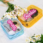 Personalized Doll Inspired Clear Makeup Travel Cosmetic Bag Water Proof Birthday Bachelorette Party Gift for Her