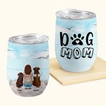 Gepersonaliseerde genieten van zee landschap met mijn harige vrienden Wine Tumbler Food Grade roestvrij staal Verjaardag Kerstcadeau voor hondenliefhe