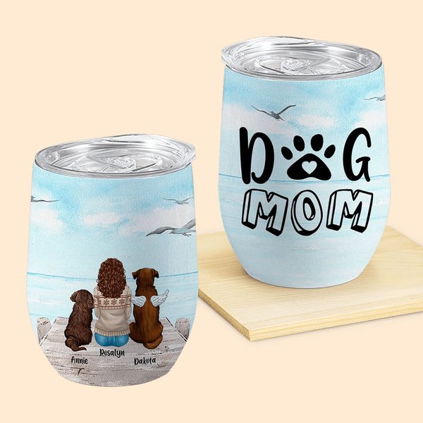 Gepersonaliseerde genieten van zee landschap met mijn harige vrienden Wine Tumbler Food Grade roestvrij staal Verjaardag Kerstcadeau voor hondenliefhe