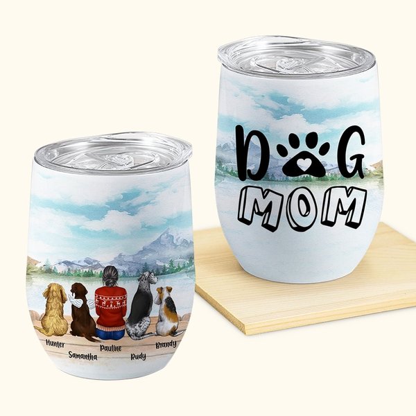 Personalised Enjoy The Natural Scenery Together with Dogs Wine Tumbler Food Grade Stainless Steel Birthday Christmas Gift for Dog Lovers