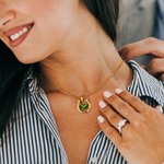 Personalized Horseshoe Necklace with Heart Birthstone Good Luck Charm Jewellery Birthday Valentine's Day Mother's Day Gift for Her