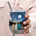 Vaso de Vino de Acero Inoxidable de 12oz Personalizado Perro Mamá Papá Cielo Estrellado Cumpleaños Regalo de Navidad para los Amantes de los Perros