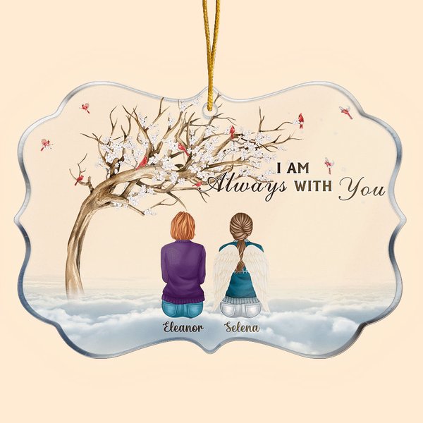 Gepersonaliseerd Ik Ben Altijd Bij Je Onregelmatige Vorm Acryl Ornament met 2-6 Namen Gedenk Kerstcadeau voor Familie Vrienden