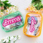 Personalized Doll Inspired Clear Makeup Travel Cosmetic Bag Water Proof Birthday Bachelorette Party Gift for Her