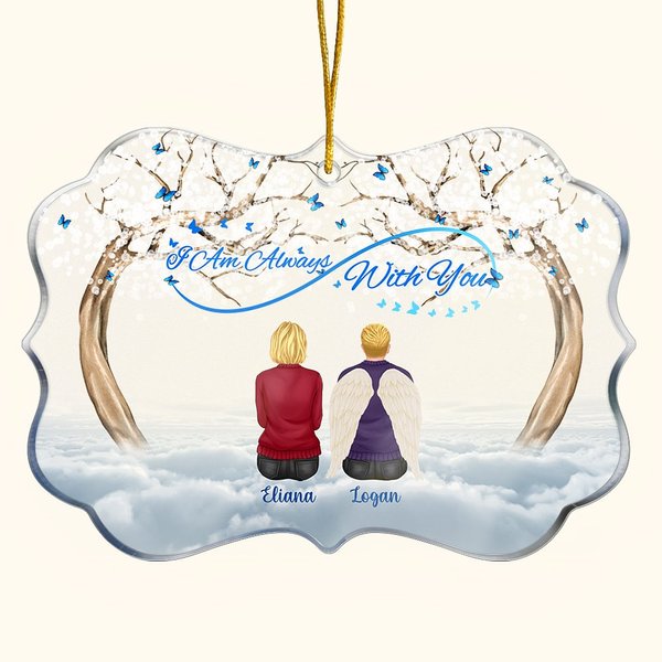 Ornement personnalisé en acrylique de forme irrégulière We're Always With You Cadeau commémoratif de Noël pour la famille et les amis